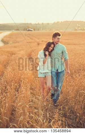 Young Couple In Love Outdoor.d.couple Hugging.young Beautiful Couple In Love Staying And Kissing On