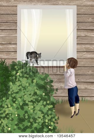 eine Katze und ein Kind