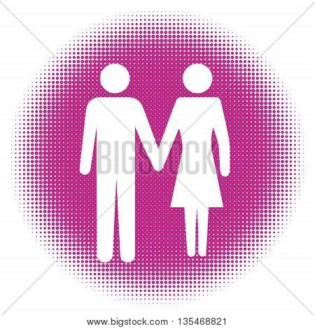 Man and Woman icon art. Halftone dots background