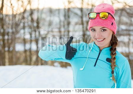 Smiling Girl In Winter Park