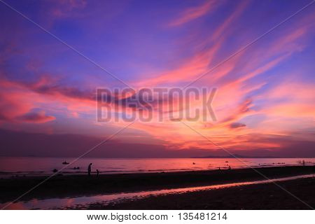 The evening sun by the sea beautiful