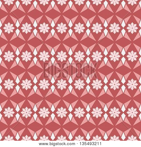Seamless geometry vector texture floral pattern in red background