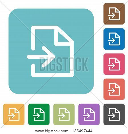 Flat import icons on rounded square color backgrounds.