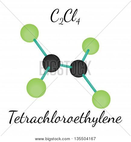 C2Cl4 Tetrachloroethylene 3d molecule isolated on white