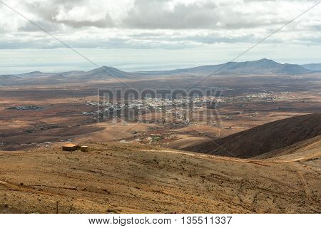 Volcanic Lanscape. Panoramic view on Fuerteventura from Mirador Morro Velosa Fuerteventura Canary Island Spain