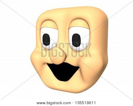 Funny 3D laughing head icon of cartoon character.