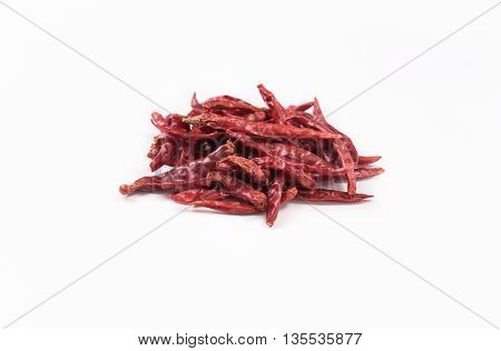 closeup dry red chilli dry red chillie dry red chili dry red pepper isolated on white background.