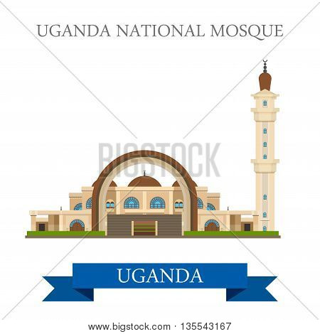 Uganda National Mosque. Flat historic web vector illustration