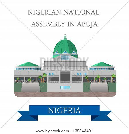 Nigerian National Assembly in Abuja Flat vector illustration