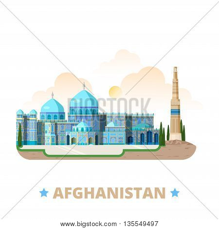 Afganista country design template Flat cartoon style web vector