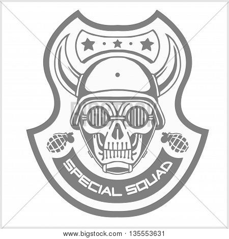 Military and biker patch - vector illustration isolated on white