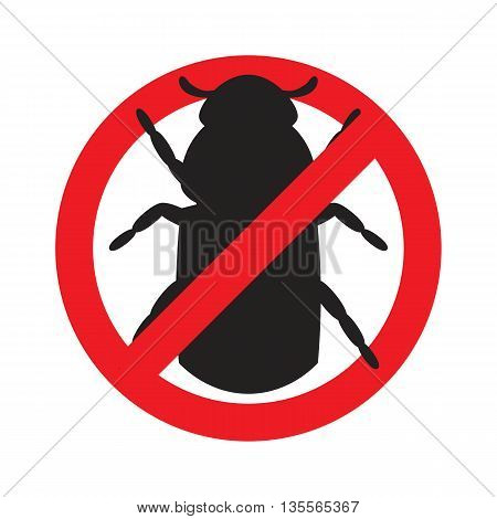 Sign prohibiting bark beetle. Icon bark beetle. Vector illustration.
