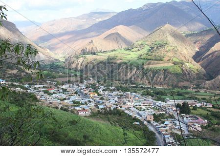Magdalena Cajamarca Peru - June 22 2016: Scenic view of the town of Magdalena in Magdalena Cajamarca Peru on June 22 2016
