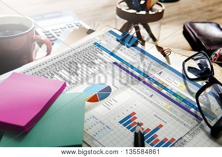 Spreadsheet Document Financail Report Concept