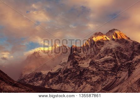 Scenic view of Jannu peak, Kanchenjunga Region, Himalayas, Nepal.