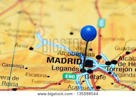 Leganes pinned on a map of Spain