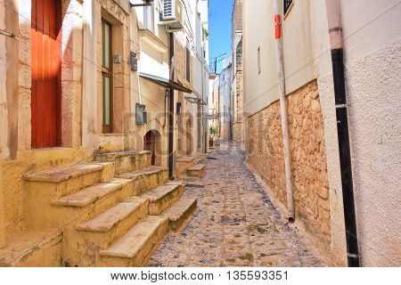Perspective of an alleyway of Turi. Puglia. Italy.