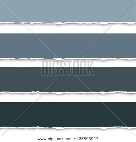Collection of torn paper banners for notes, realistic vector illustration. Torn pages with torn edges. Vector paper template