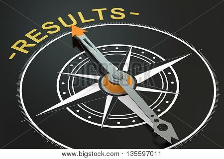 Results compass concept 3D rendering on black background