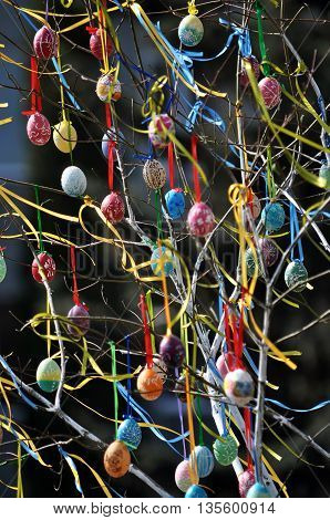 CHORTKIV - Ternopil - Ukraine - April 29 2016. Highlight of the city center Chortkiv Easter egg tree was established on the eve of the Christian feast of Easter.