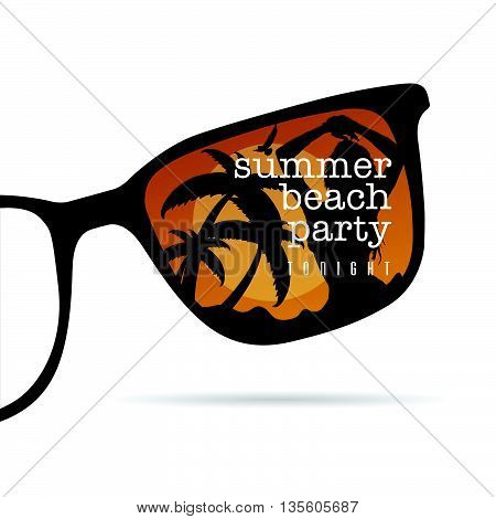 Sunglasses With Summer Beach Party With Girl Beauty On It Illustration