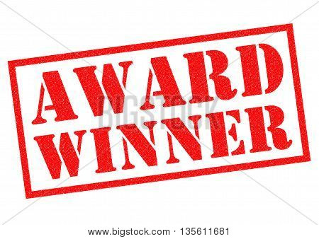 AWARD WINNER red Rubber Stamp over a white background.