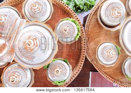 Thai food model in Thai porcelain with Benjarong Ceramic old Thai's design of bowl