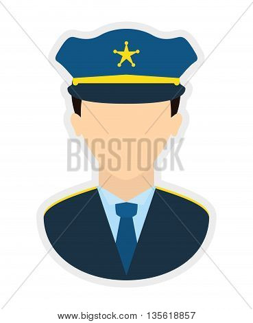 Justice and law represented by policeman over isolated and flat background