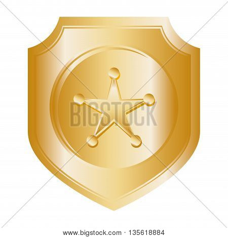 Justice and law represented by gold star over isolated and flat background