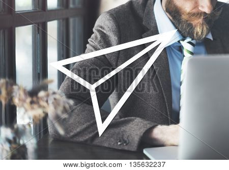 Paper Airplane Rocket Launce Growth Success Startup Concept