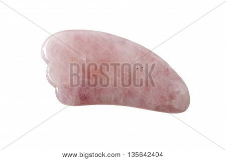 Guasa Massage Rose Quartz Chinese medical traditional tool Guasha made from Rose Quartz. Believe Skin Detoxification and more beauty. Isolated on white and objects with clipping paths