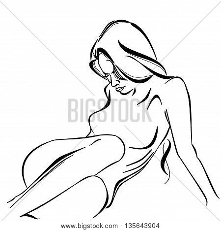 Healthy beautiful elegant sexy silhouette of a beautiful girl perfect figure drawing beautiful young woman female beauty slim beautiful figure slim silhouette icon logo illustration of female body beauty on white background Stylized female body outline ve