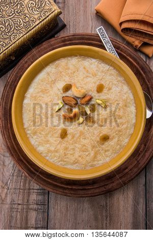 sweet Kheer or khir payasa, gil-e-firdaus, fereni also known as Sheer Khurma Seviyan, popular sweet dish