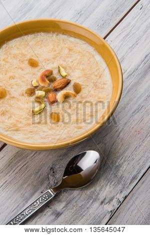 sweet Kheer or khir payasa, gil-e-firdaus, fereni also known as Sheer Khurma Seviyan, popular sweet dish