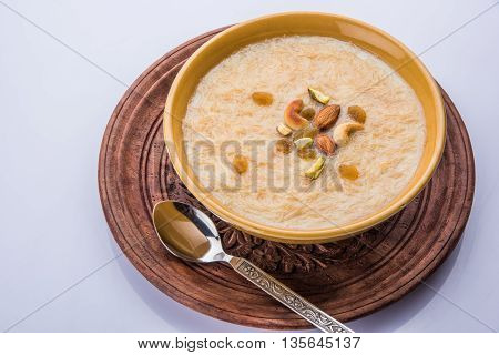 sweet Kheer or khir payasa, gil-e-firdaus, fereni also known as Sheer Khurma Seviyan, popular sweet dish
