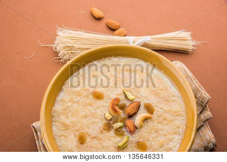 sweet Kheer or khir payasa, gil-e-firdaus, fereni also known as Sheer Khurma Seviyan, popular sweet dish