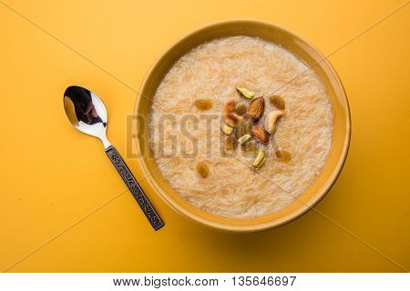 sweet Kheer or khir payasa, gil-e-firdaus, fereni also known as Sheer Khurma Seviyan, popular sweet dish