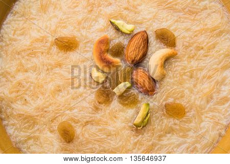 sweet Kheer or khir payasa, gil-e-firdaus, fereni also known as Sheer Khurma Seviyan, popular sweet dish