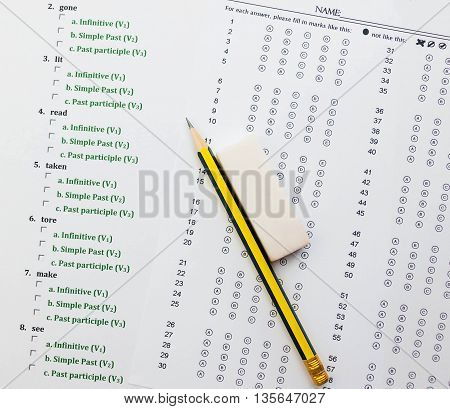 english exercise and answer sheet represent testing english grammar