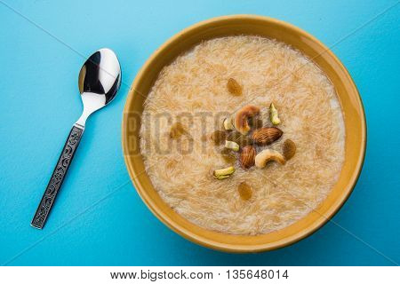 sweet Kheer or khir payasa, gil-e-firdaus, fereni also known as Sheer Khurma Seviyan, popular sweet dish