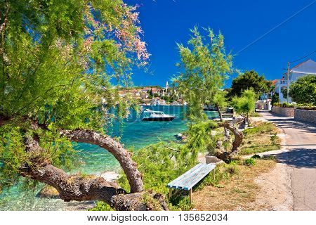 Kali village on Ugljan island turquoise beach view Dalmatia Croatia