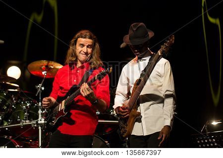 CRACOW POLAND - MARCH 16 2016: Billy Cobham Band live on stage in ICE Cracow Poland