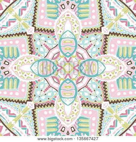 cute Colorful seamless suface pattern ornamental. Geometric print.  hand drawn doodle graphic
