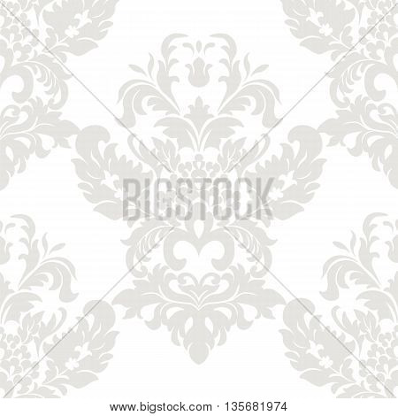 Vector floral damask ornament pattern. Stylized lily flower. Elegant luxury texture for textile fabrics or backgrounds. Olive green lint color