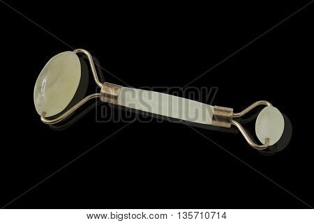Guasa Massage river jade Chinese medical traditional tool Guasha made from jade. Believe Skin Detoxification and more beauty. Isolated on black and objects with clipping paths