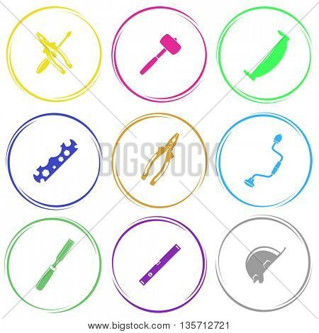 Industrial tools set. Internet button. Vector icons.