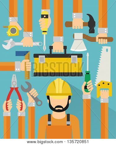 Industrial concept design flat with repaiman.Vector illustration
