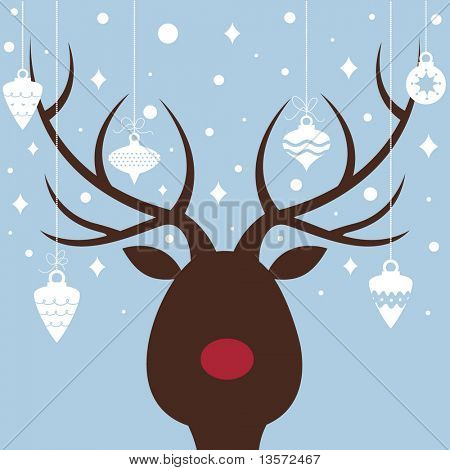 Vector de wapitis de carte de Noël