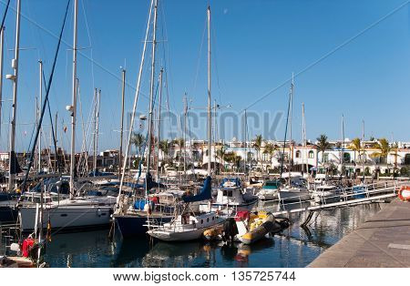 Marina at Grand Canay Island full of yachts and boats