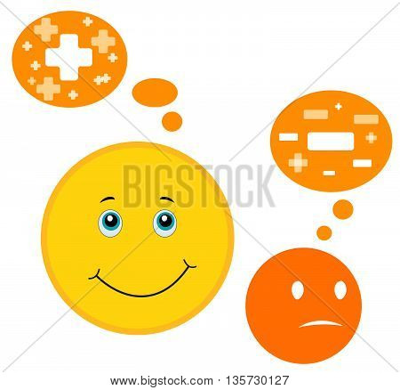 Vector illustration. Think positively. Be positive Smile for Your layout.